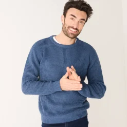 Trui in gewafeld tricot, ronde hals