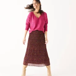 Trui in loose model met V-hals, patenttricot met zachte touch