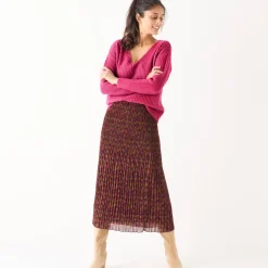 Trui in loose model met V-hals, patenttricot met zachte touch
