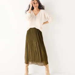 Trui in loose model met V-hals, patenttricot met zachte touch