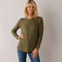 Trui in patenttricot met uitlopend model met zachte touch