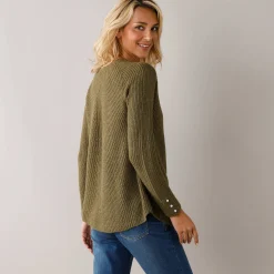 Trui in patenttricot met uitlopend model met zachte touch