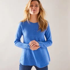 Trui in patenttricot met uitlopend model met zachte touch