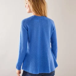 Trui in patenttricot met uitlopend model met zachte touch