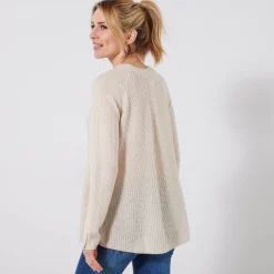 Trui in patenttricot met uitlopend model met zachte touch