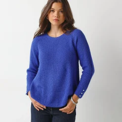 Trui in patenttricot met uitlopend model met zachte touch