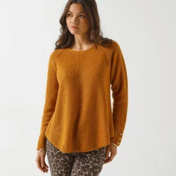 Trui in patenttricot met uitlopend model met zachte touch