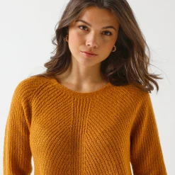 Trui in patenttricot met uitlopend model met zachte touch