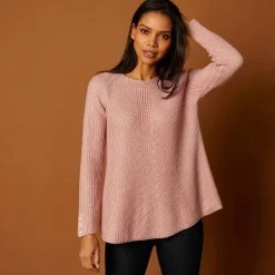 Trui in patenttricot met uitlopend model met zachte touch