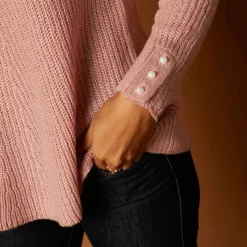 Trui in patenttricot met uitlopend model met zachte touch