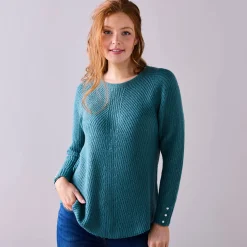Trui in patenttricot met uitlopend model met zachte touch