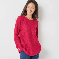 Trui in patenttricot met uitlopend model met zachte touch