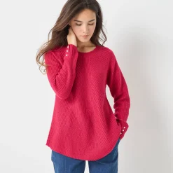 Trui in patenttricot met uitlopend model met zachte touch