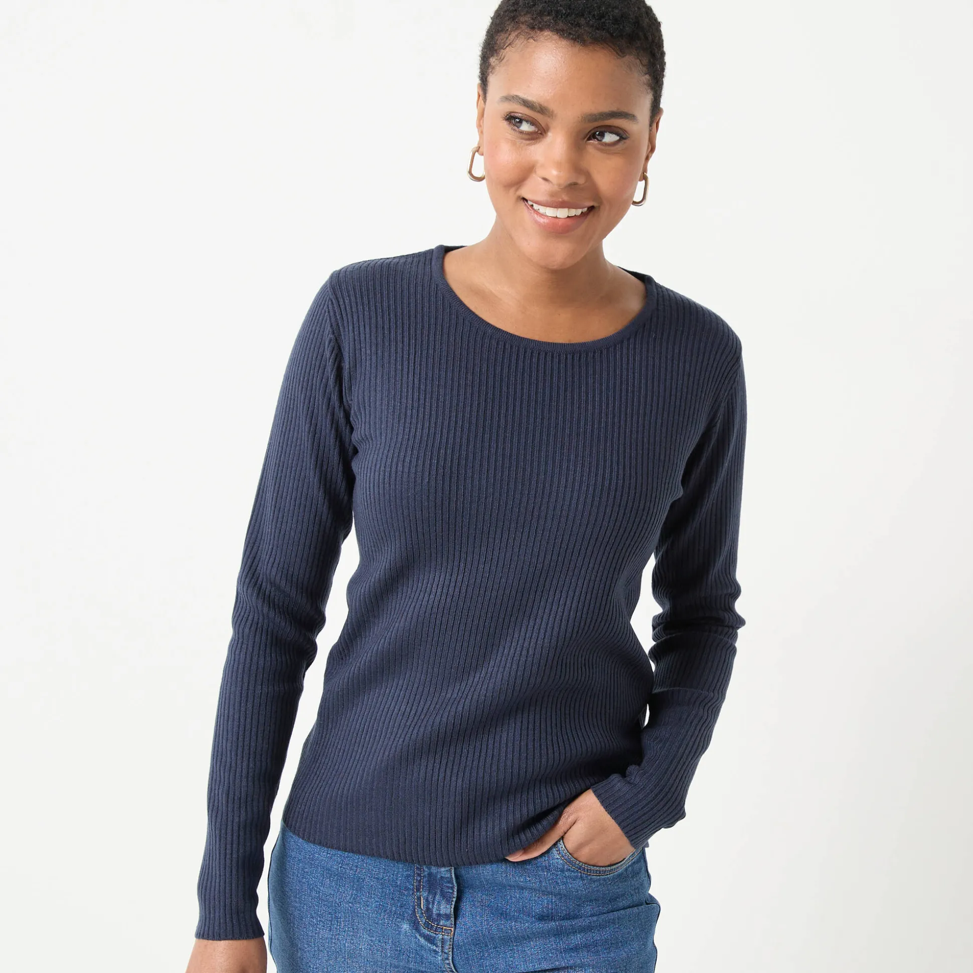 Trui in ribtricot met ronde hals