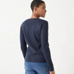 Trui in ribtricot met ronde hals