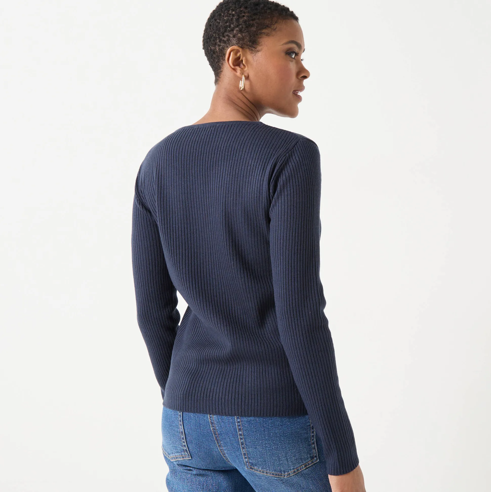 Trui in ribtricot met ronde hals