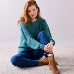 Trui met boothals, patenttricot met zachte touch
