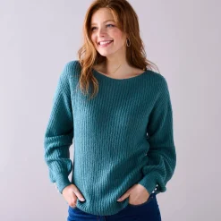 Trui met boothals, patenttricot met zachte touch