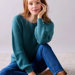 Trui met boothals, patenttricot met zachte touch