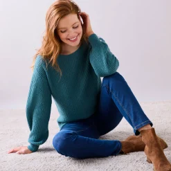 Trui met boothals, patenttricot met zachte touch