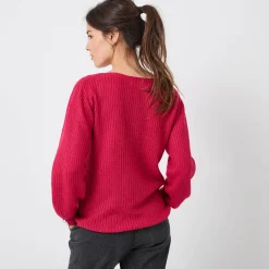 Trui met boothals, patenttricot met zachte touch