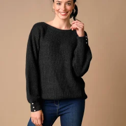 Trui met boothals, patenttricot met zachte touch