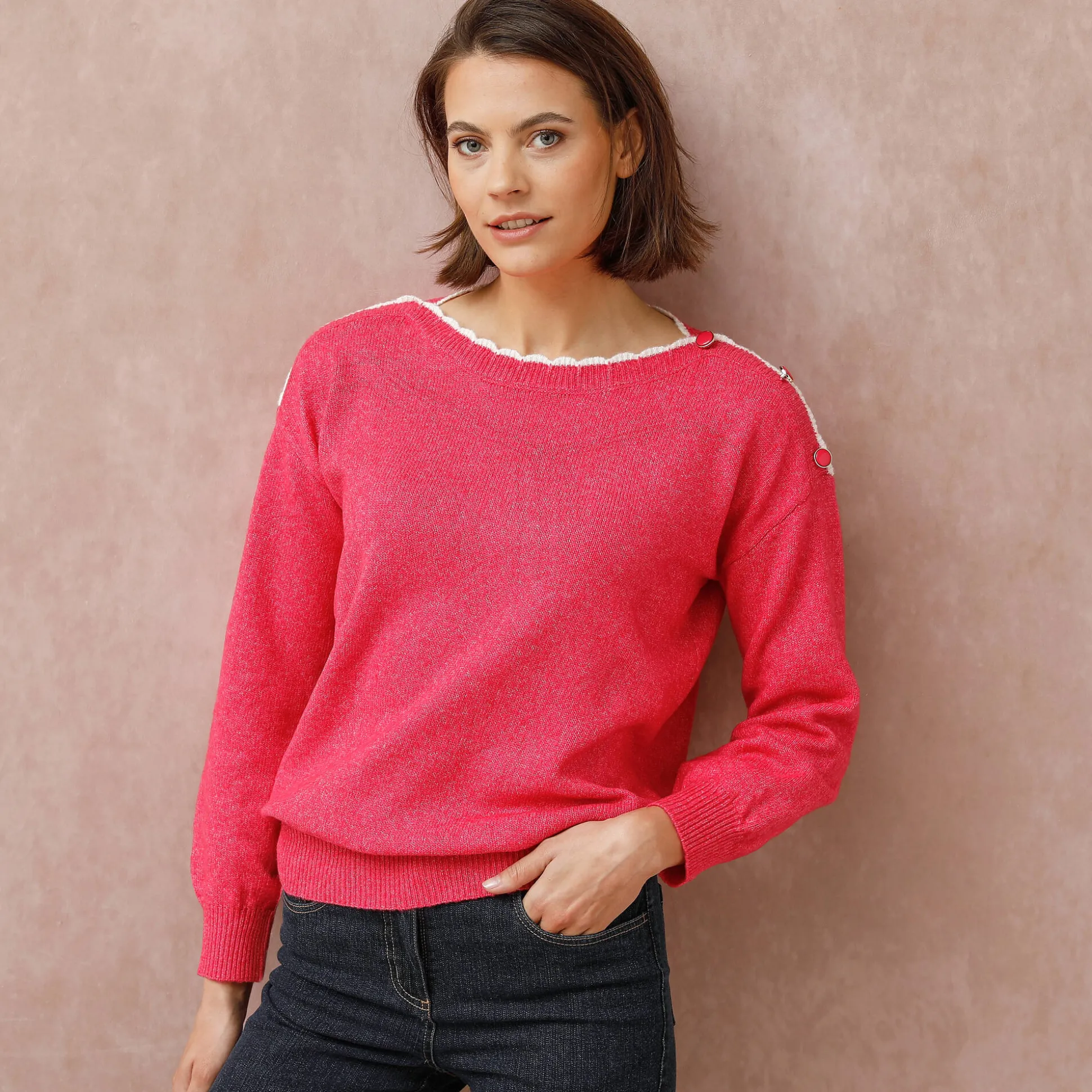 Trui met boothals, streelzacht tricot