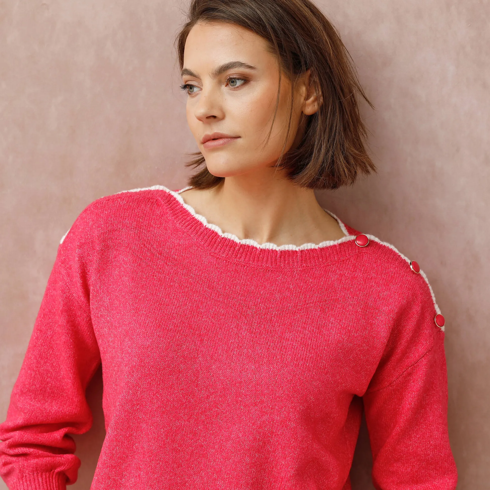Trui met boothals, streelzacht tricot