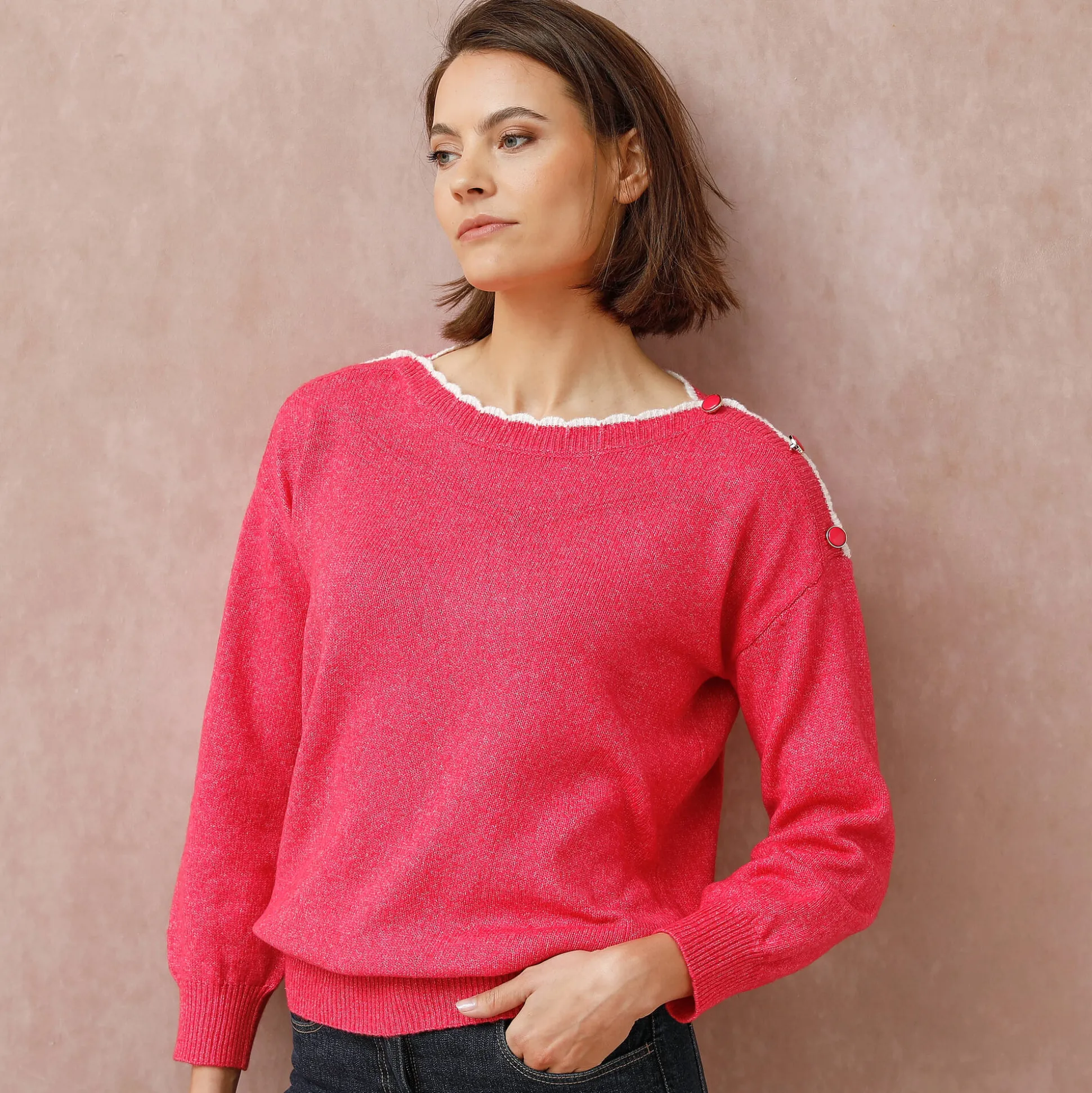 Trui met boothals, streelzacht tricot
