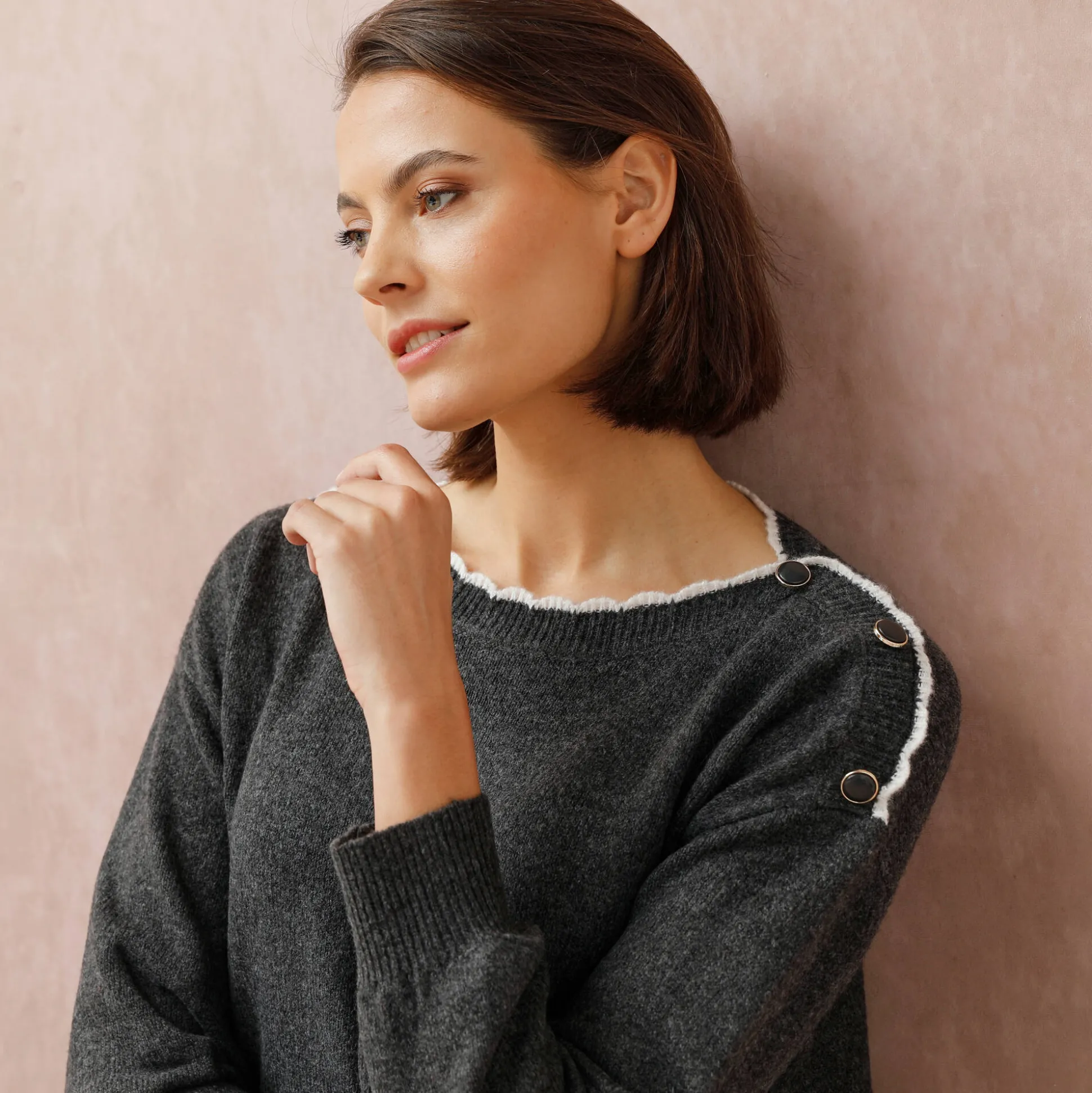 Trui met boothals, streelzacht tricot