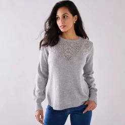 Trui met details in pointelletricot