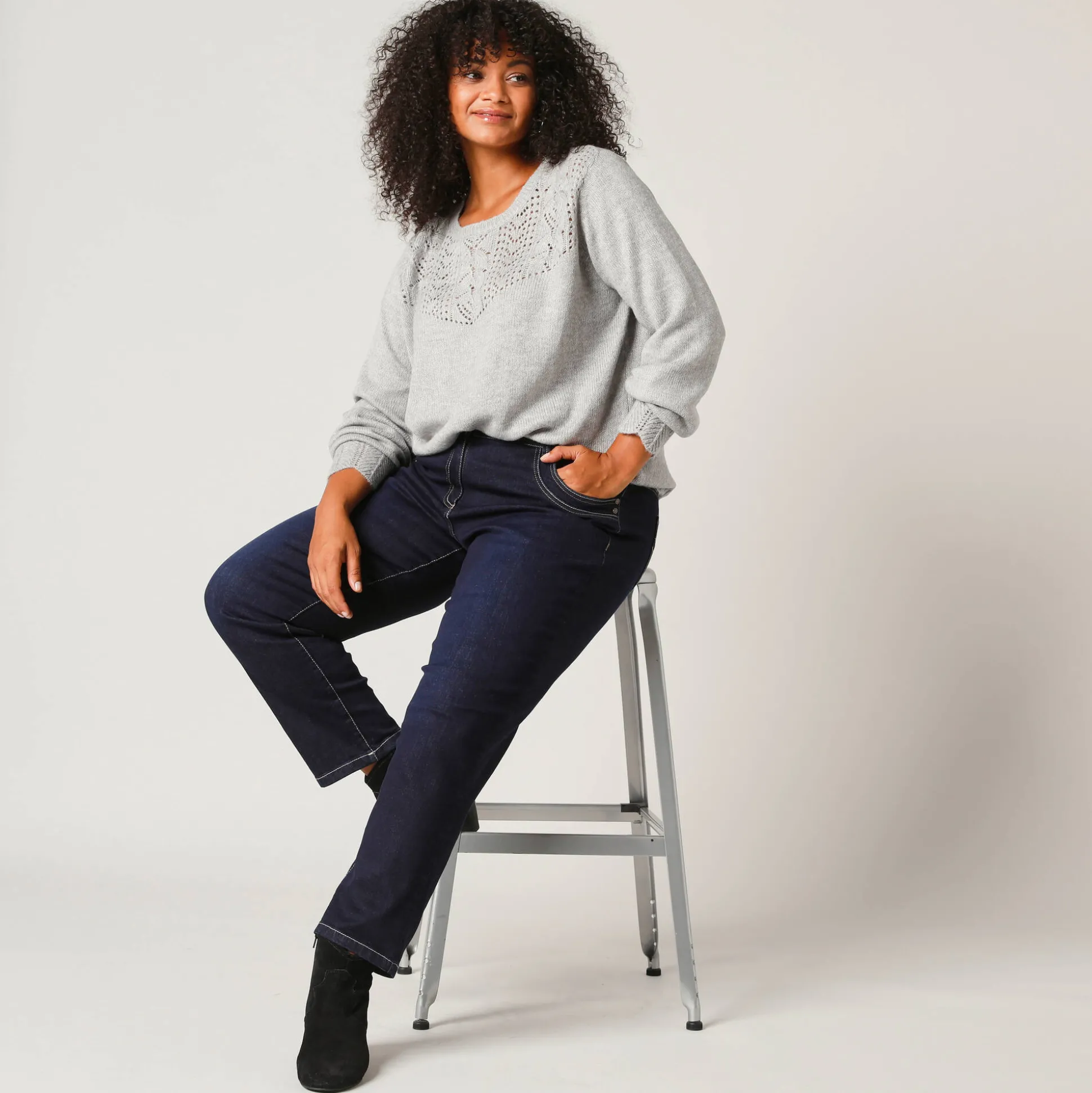 Trui met details in pointelletricot
