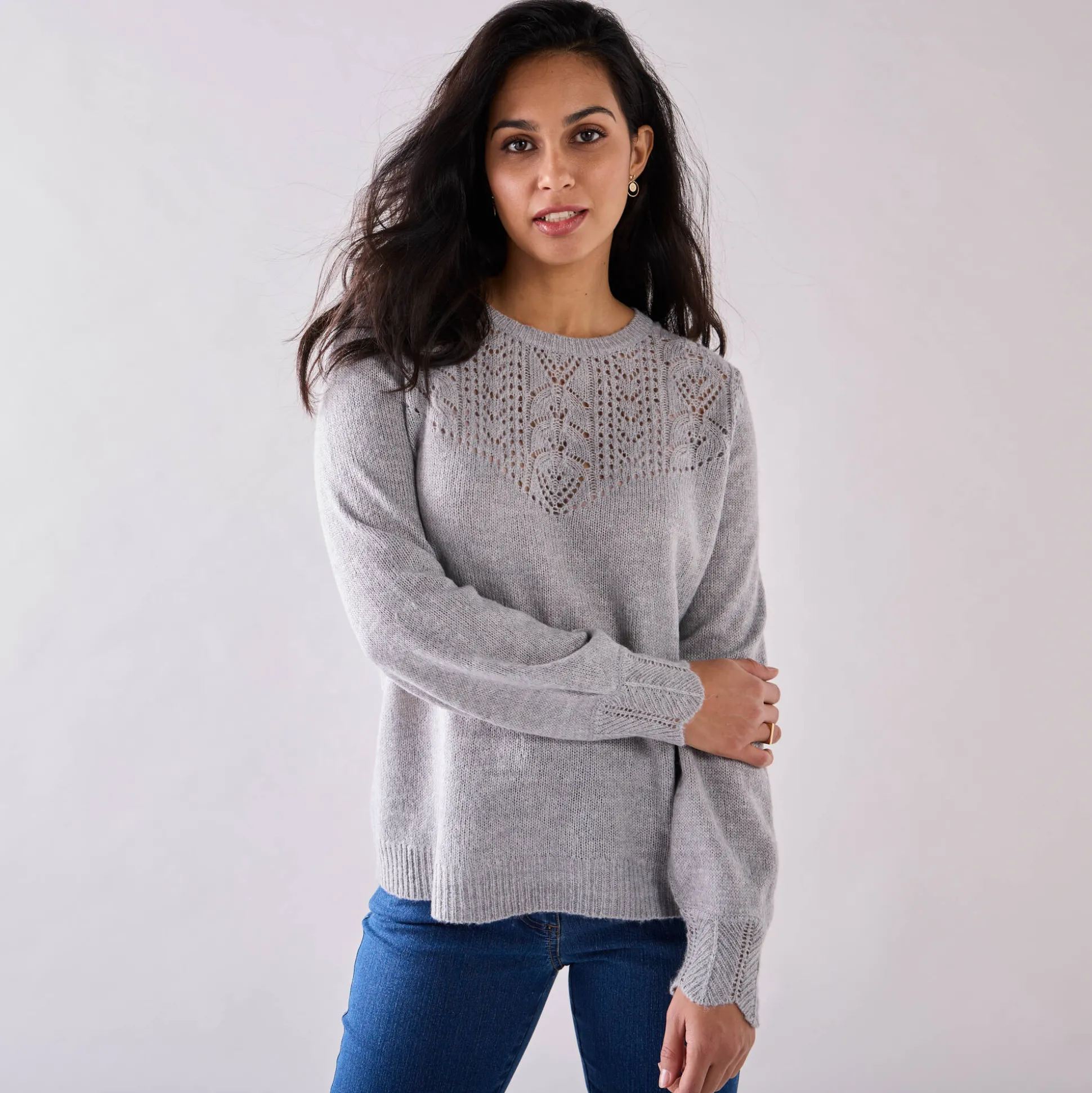 Trui met details in pointelletricot