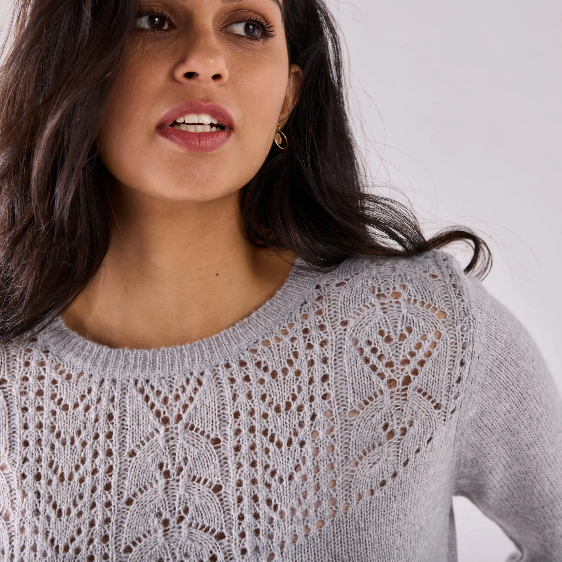 Trui met details in pointelletricot