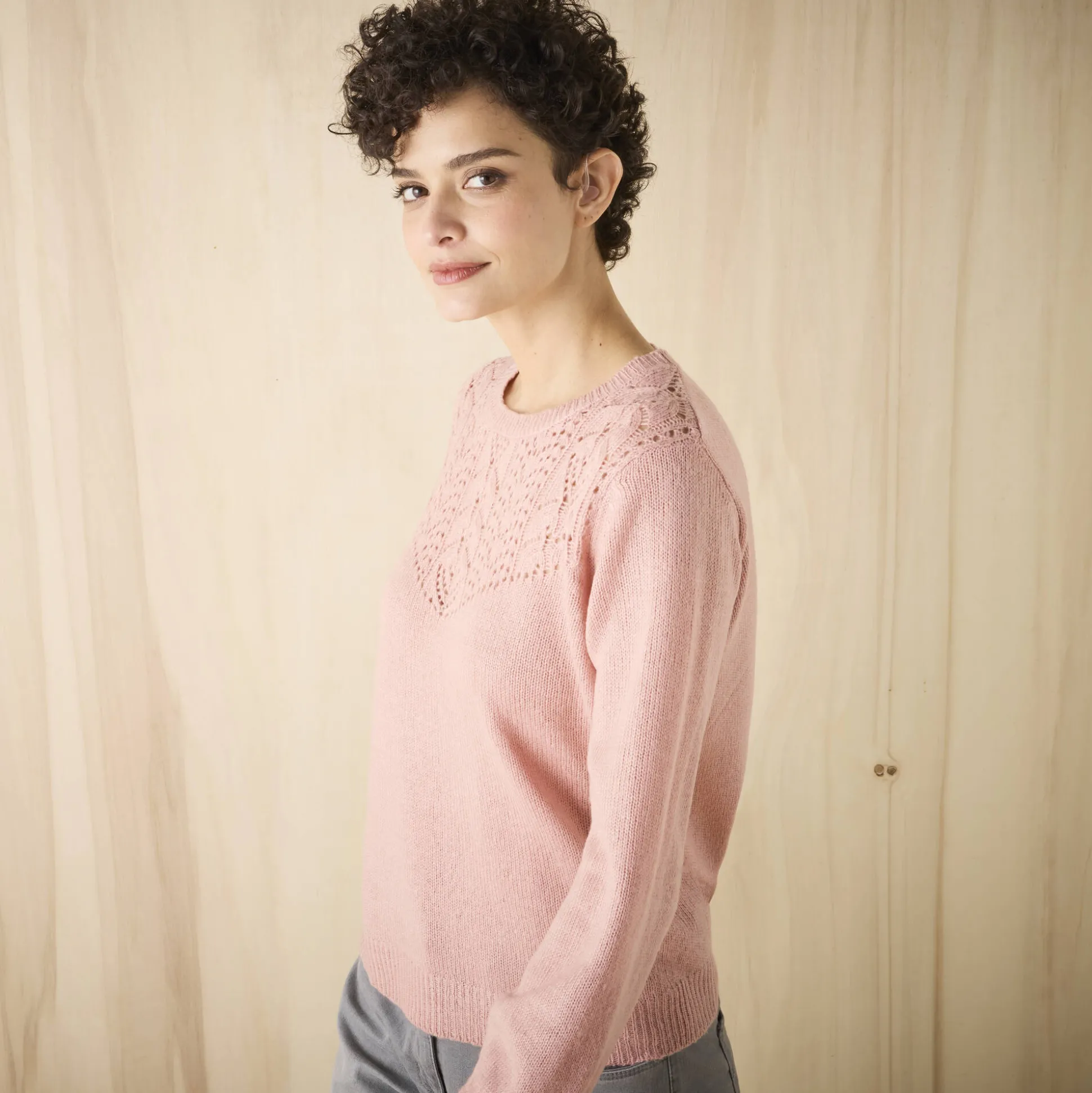 Trui met details in pointelletricot