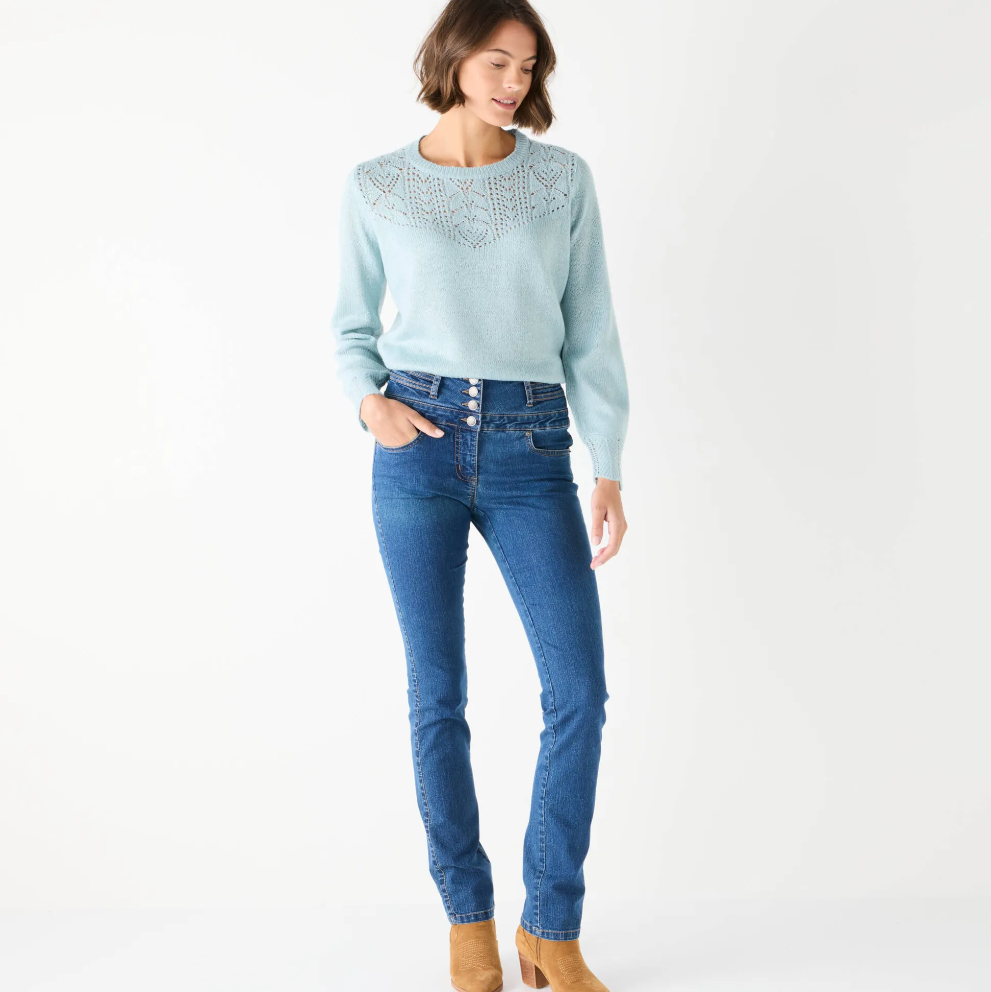 Trui met details in pointelletricot