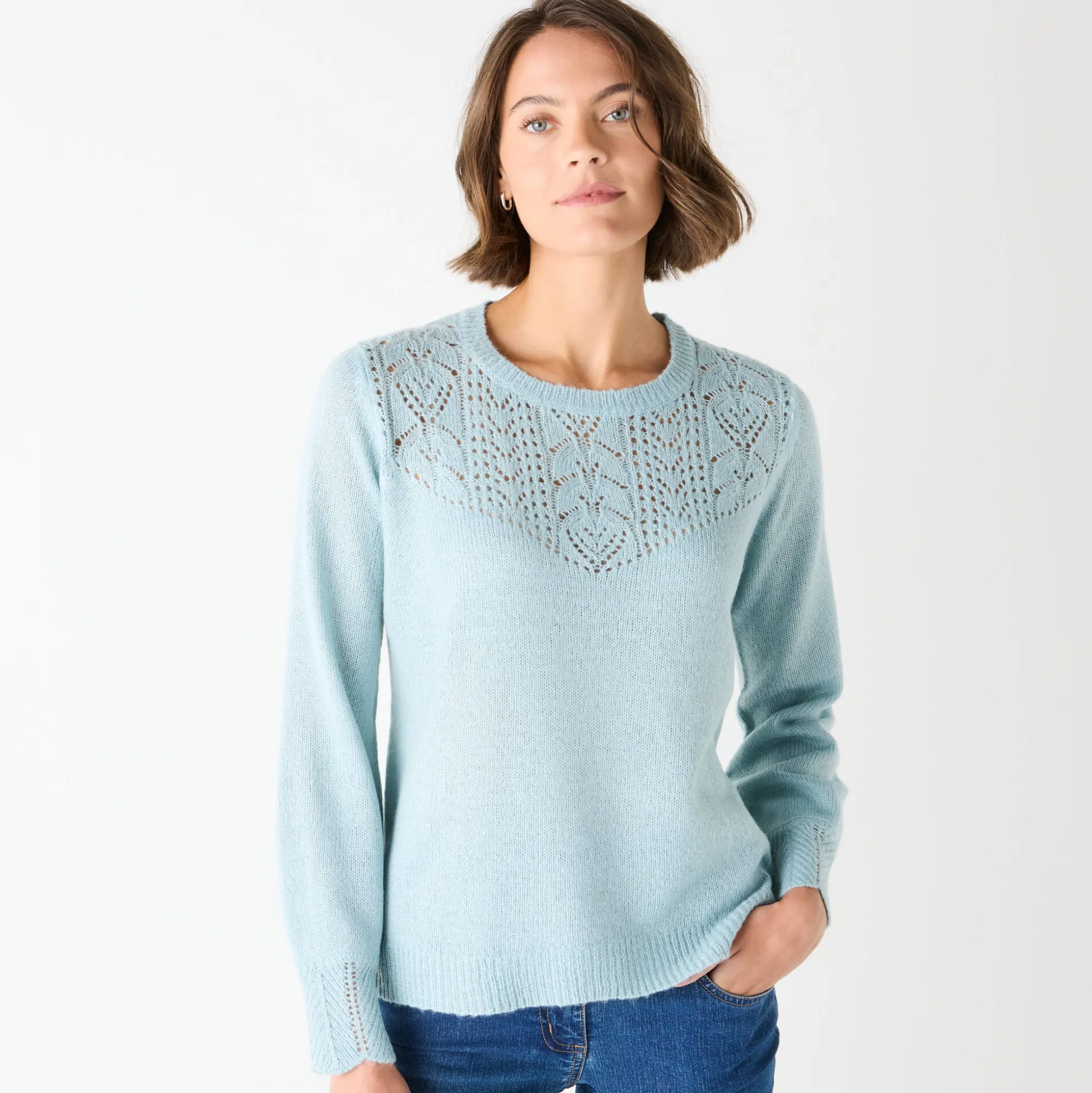 Trui met details in pointelletricot