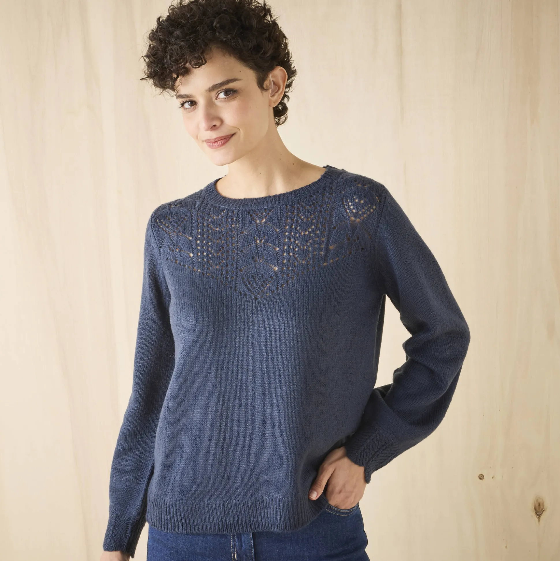 Trui met details in pointelletricot
