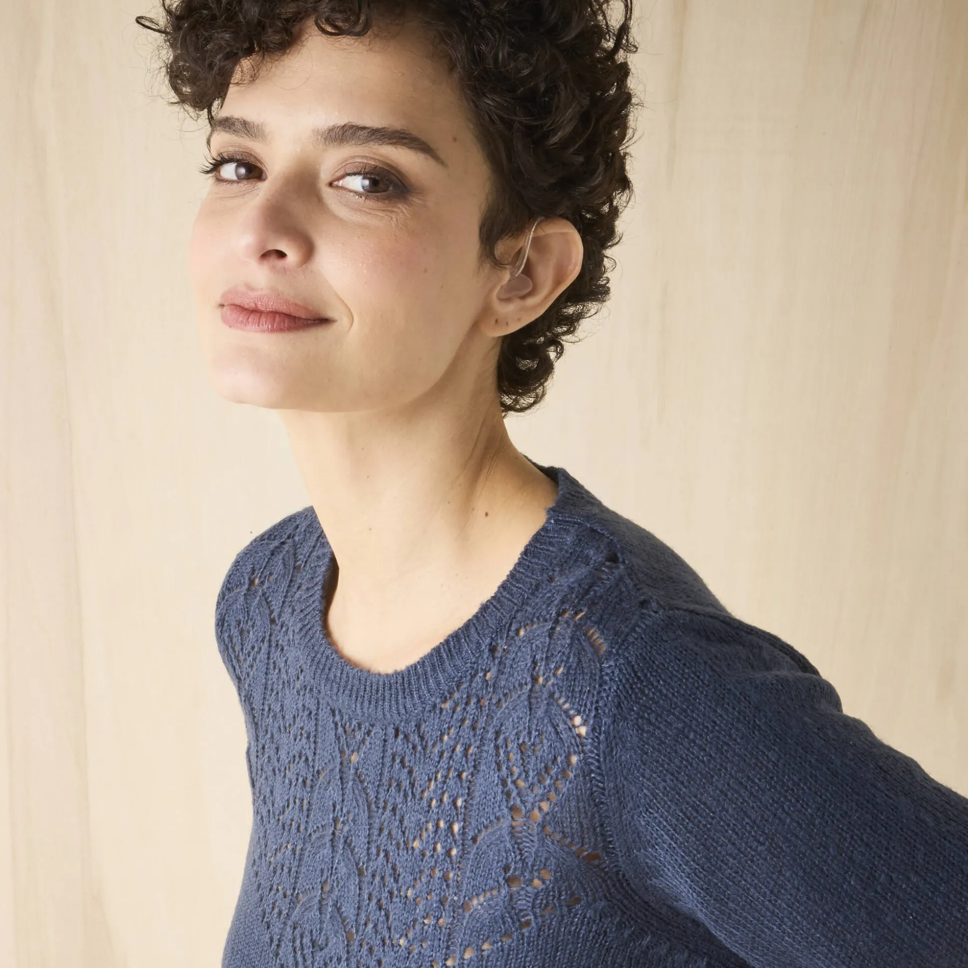 Trui met details in pointelletricot