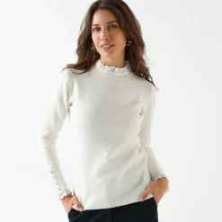 Trui met 2-in-1 effect, details in broderie anglaise