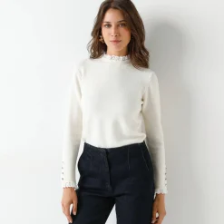 Trui met 2-in-1 effect, details in broderie anglaise