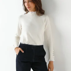 Trui met 2-in-1 effect, details in broderie anglaise