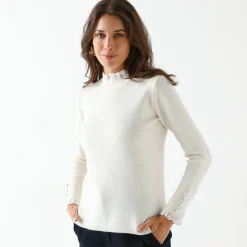 Trui met 2-in-1 effect, details in broderie anglaise
