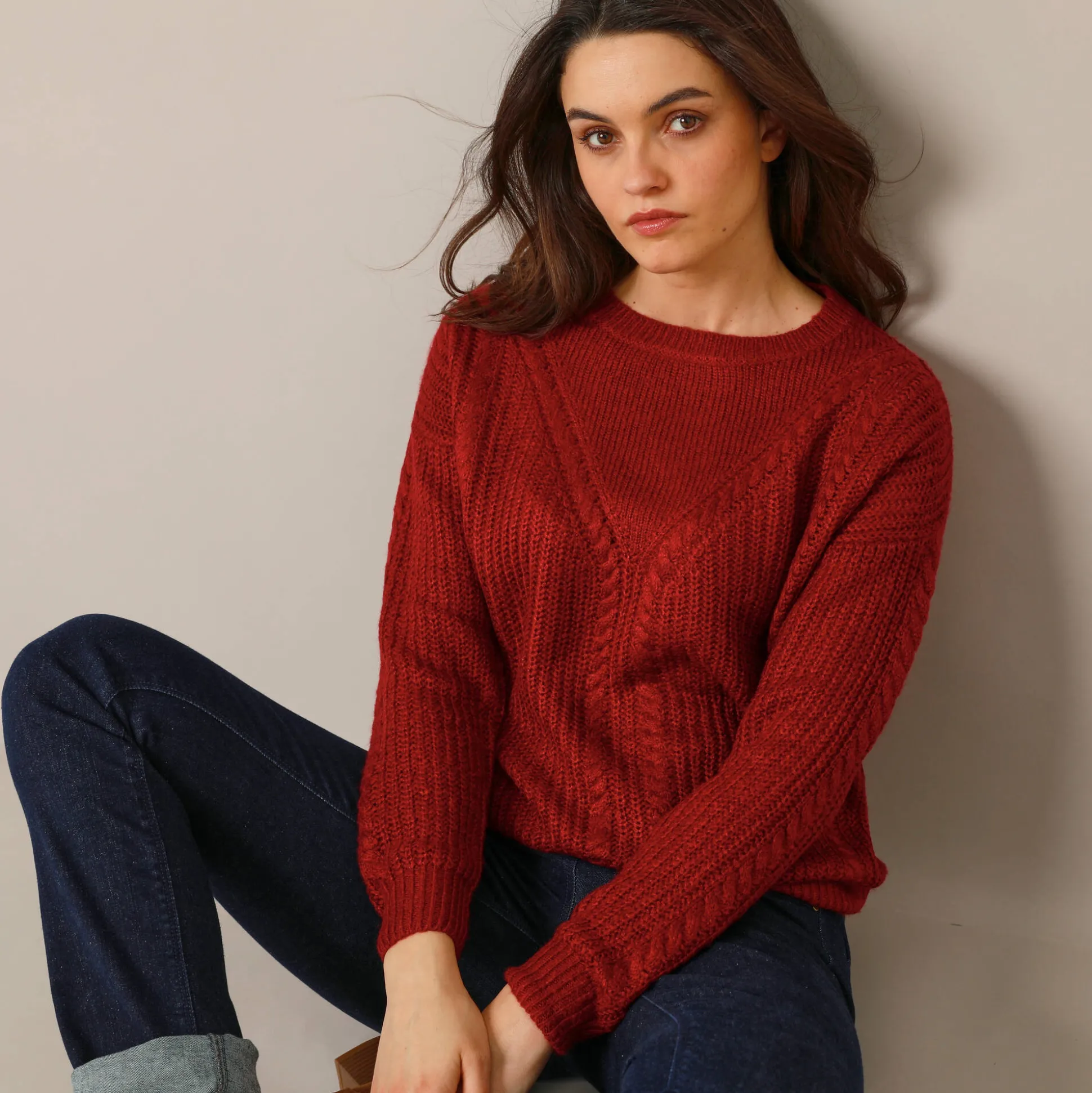 Trui met kabelmotieven - patenttricot