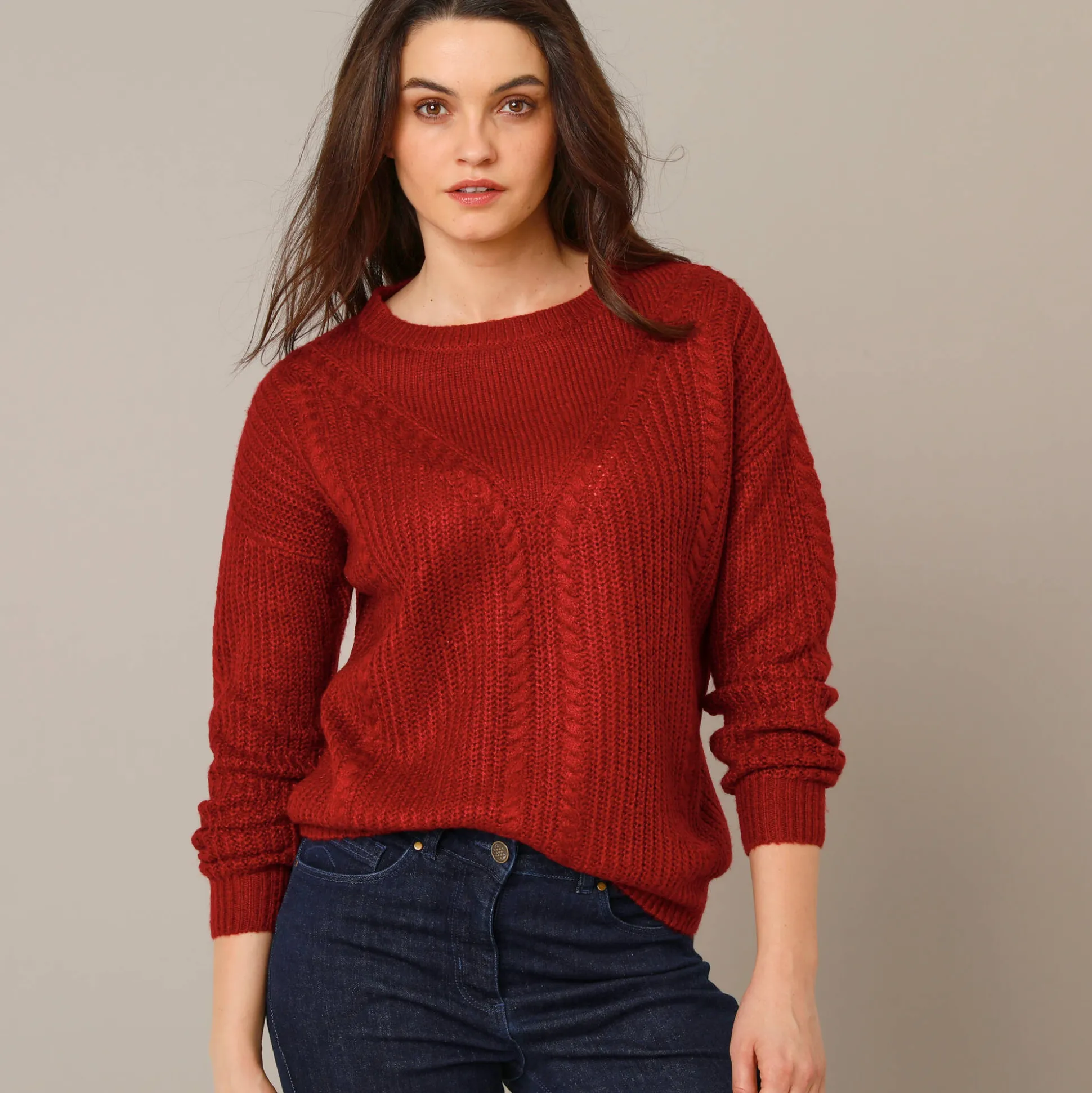 Trui met kabelmotieven - patenttricot