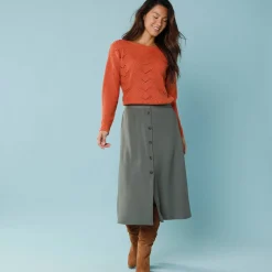 Trui met lange mouwen en ronde hals, pareltricot, speciaal voor kleine lengtes