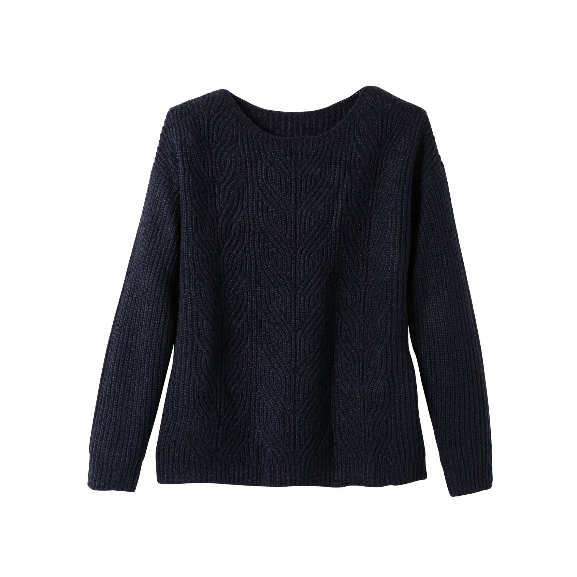 Trui met lange mouwen en ronde hals, pareltricot, speciaal voor kleine lengtes
