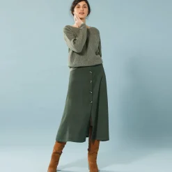 Trui met lange mouwen en ronde hals, pareltricot, speciaal voor kleine lengtes
