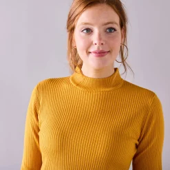 Trui met opstaande kraag, 63 cm lang