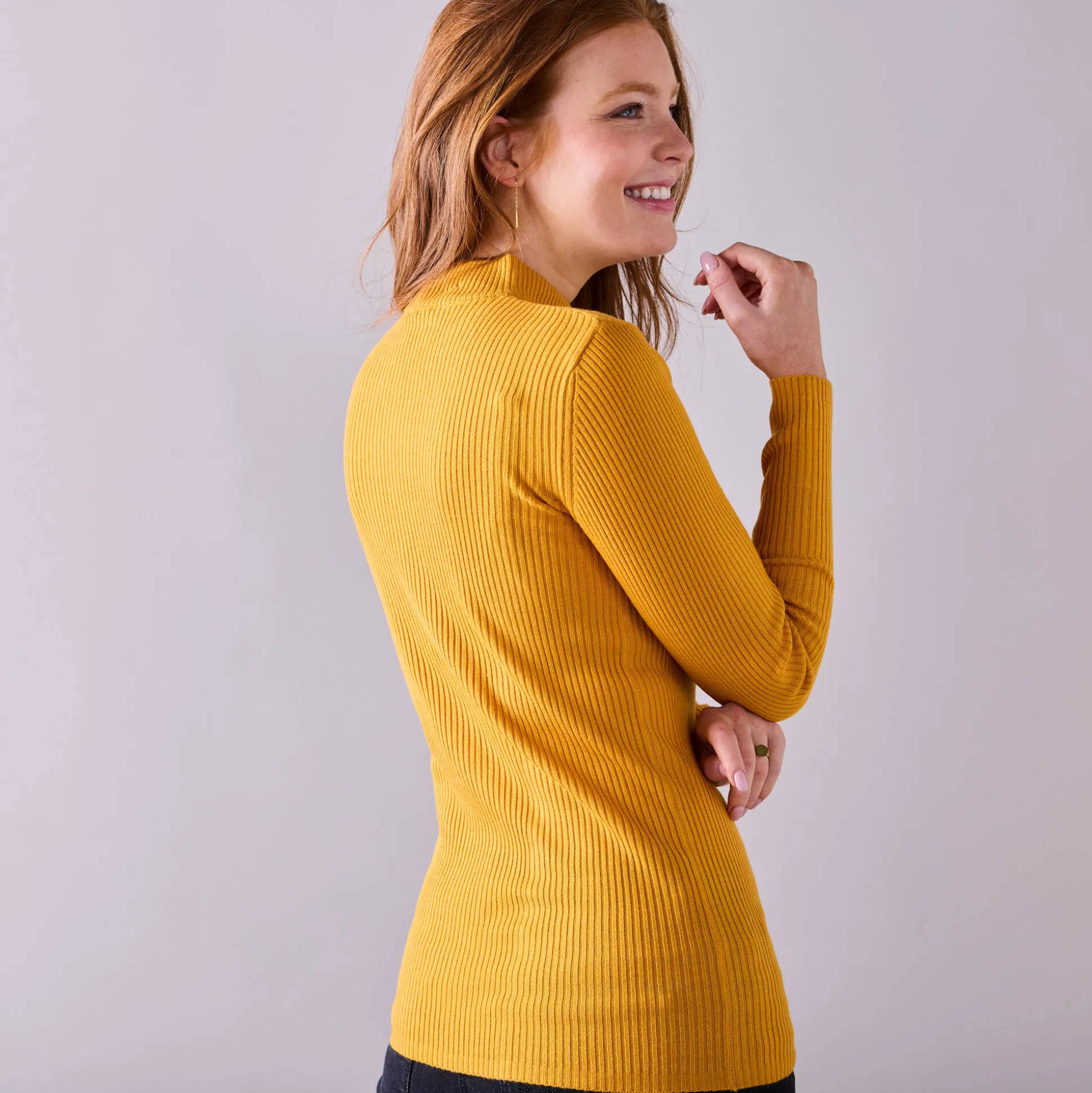 Trui met opstaande kraag, 72 cm lang